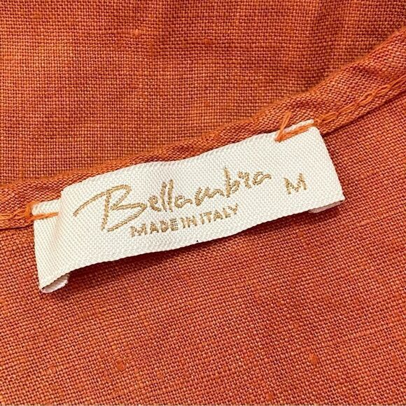 Bella Urbia Made In Italy 100% Linen Orange Oversized Tunic Blouse Sz M - Picture 6 of 10